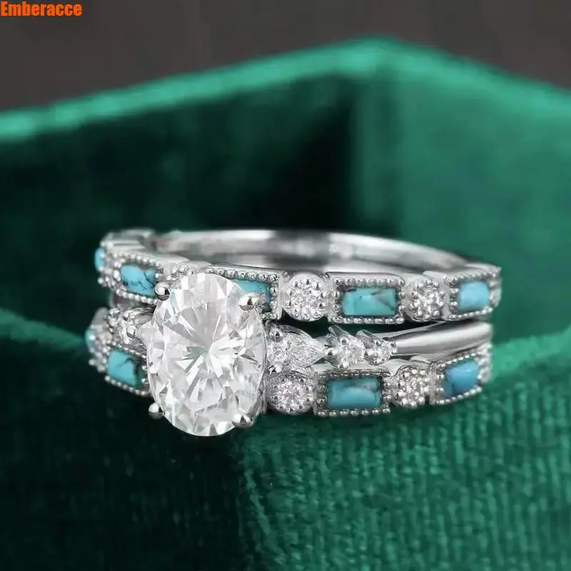 Women's Unisex 3-Piece Stackable Rings Set - Green Zircon Enamel Rings with Glossy Finish, Trendy Statement Costume Jewelry for Daily Wear, Special Occasions