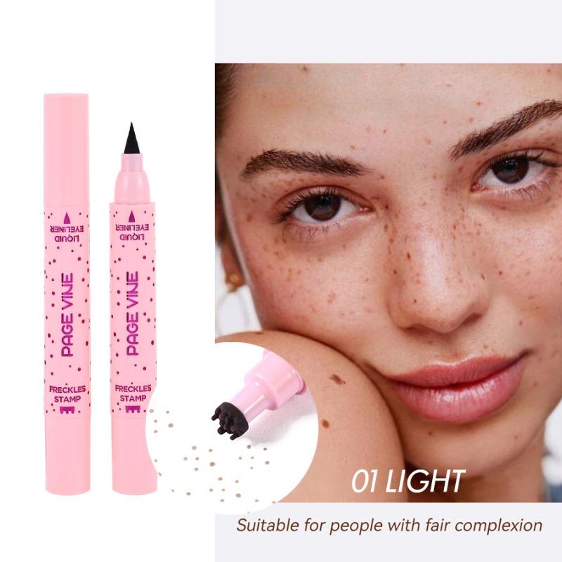 PAGE VINE Natural Freckle Pen Double Head Eyeliner Long Lasting Easy Coloring Makeup Freckle Eyeliner