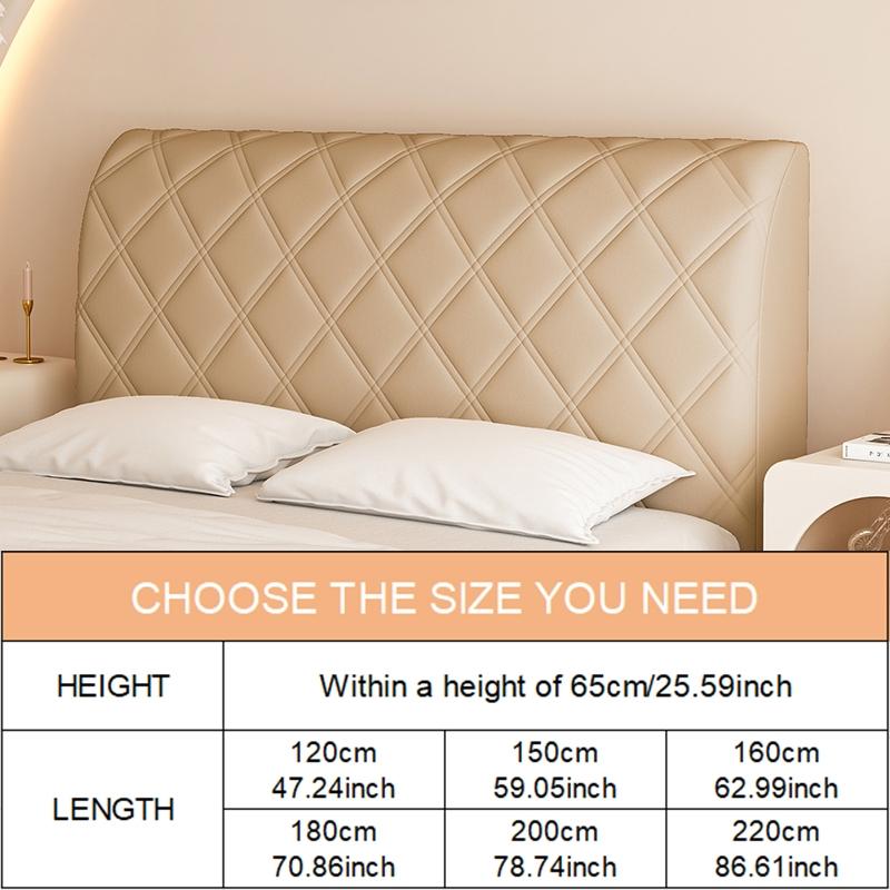 Diamond Grid Elastic Full Headboard Protector Cover, Polyester Material, Anti-Collision Dustproof, All Sizes, Soft Comfortable, Washable