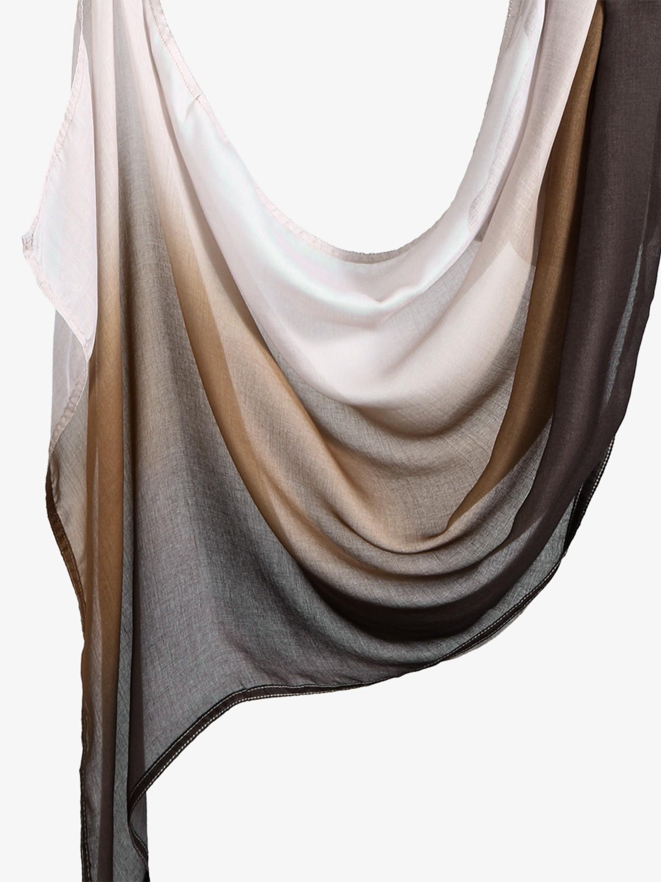 Women's Elegant Gradient Print Hijab Scarf, Soft Cotton Headscarves, Muslim Daily Wear Long Shawl, Fashionable Beach Wrap