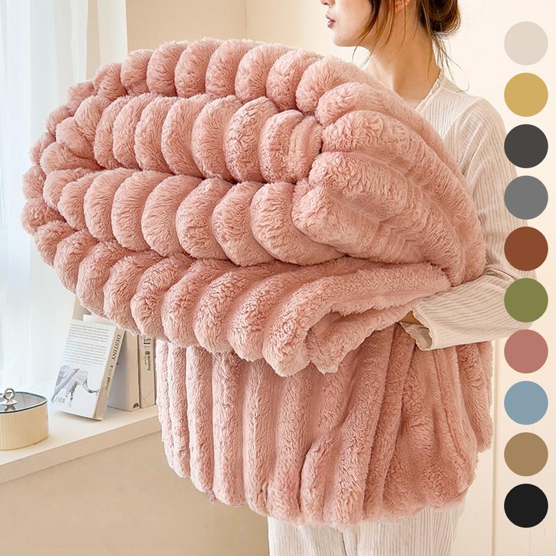 Faux Rabbit Fur Soft Fleece Blanket, Soft Fluffy Blanket, Warm & Cozy Throw Blanket, Versatile All-Season Gift for Home, Office & Travel, Available in Twin/Full/Queen/King Sizes