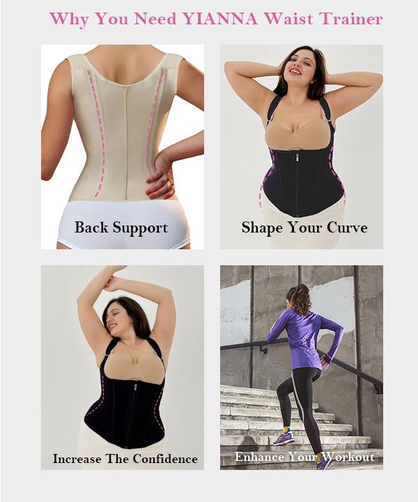 Women‘s YIANNA Waist Shapewear  for Tummy bridle Sports Workout Hourglass Vest Waist Cincher with Adjustable Shoulder Strap