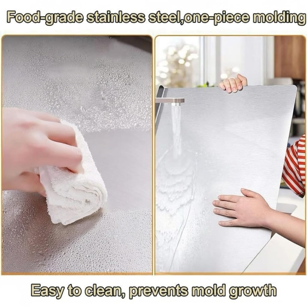 Stainless Steel Cutting Boards for Kitchen,304 Stainless Steel Chopping Boards with Lip and Non-slip silicone pad for Countertop Cutting Meats Fruits,Easy To Clean(40 x 60cm/15.7 x 23.62 in)