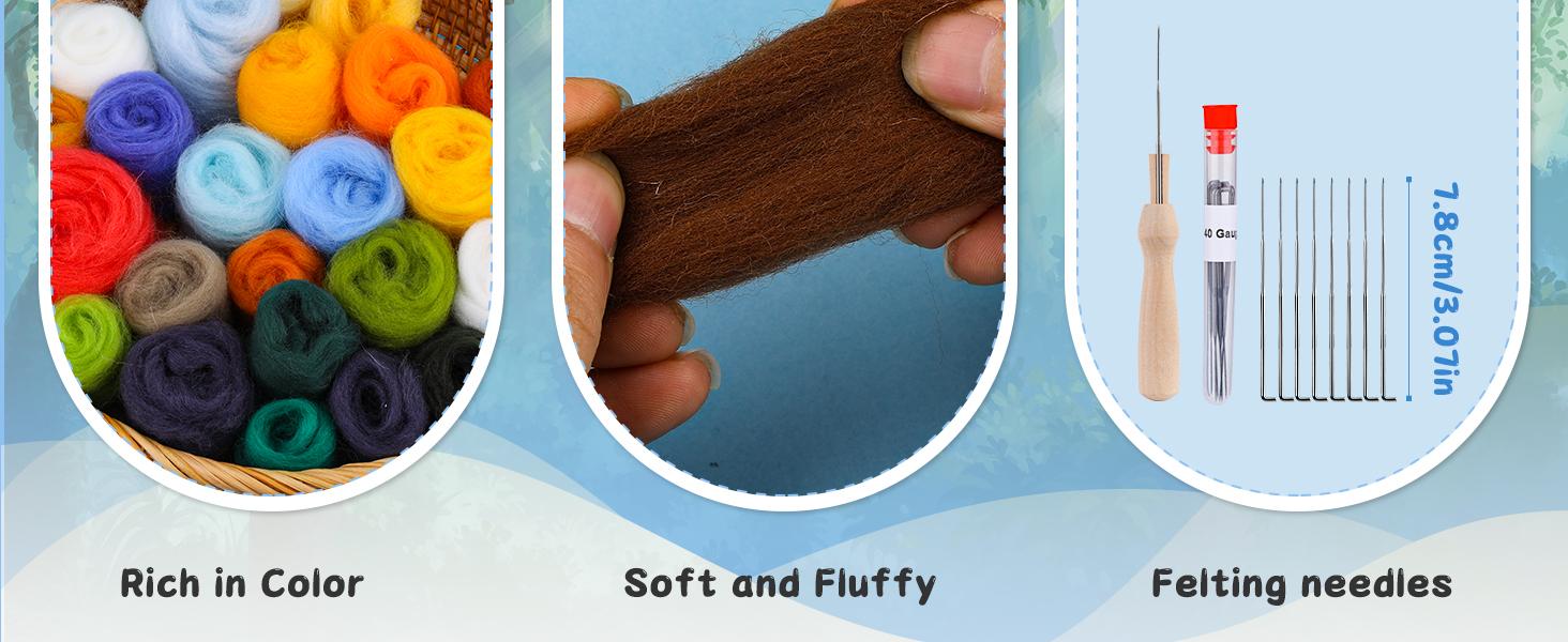 Needle Felting Kits for Beginners, Needle Felt Painting Kit, Wool Felting Kit with Picture Frame, Foam Pad, Felt Cloth, and Instructions, Used for Home Decoration, Art Craft