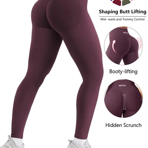 BBFIRA Hidden Scrunch Seamless Workout Gym Leggings for Women,Butt Lifting Leggings for Women Seamless Workout Leggings，  Workout, Tummy Control, Booty Lifting, Pants, Yoga, Leggings,  Squat proof, No Front Seam, Mid low waist, Tummy control, Glute conto