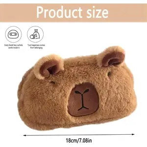 Multifunction Large Capacity Stationery Pouch, 1Pc Cute Plush Capybara Pencil Pen Case