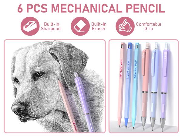 Nicpro 50 Pack Aesthetic School Supplies with Pen Case, 5 Quick Dry Retractable Black Ink Pens, 12 Pastel Highlighters, 6 Pastel Mechanical Pencil Set 0.5 & 0.7 & 0.9 & 2.0 mm for Students Stationary