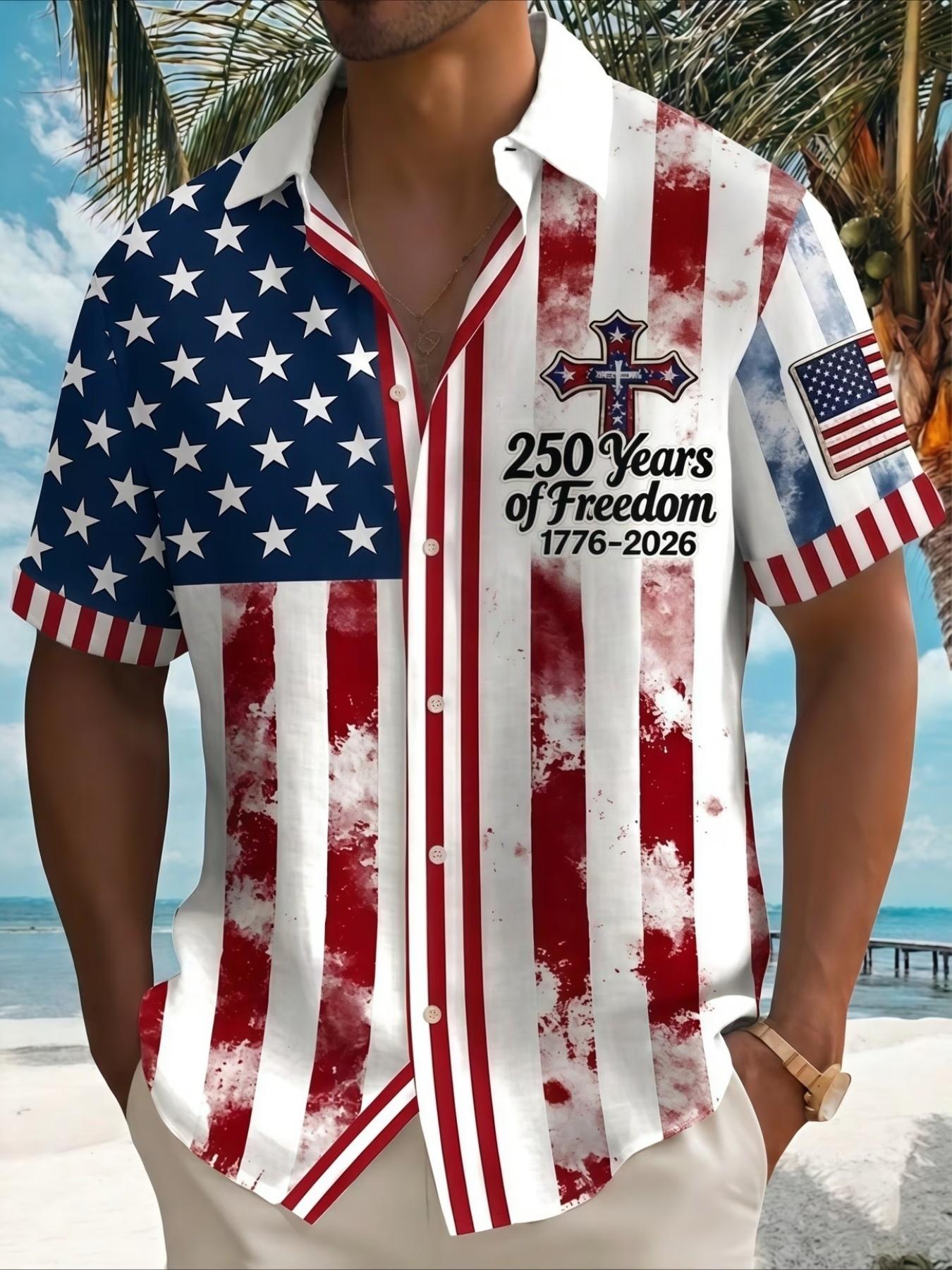 Men'S Short-Sleeve Shirt with Flag Print, Perfect for a Holiday Vibe And Casual Gatherings Men'S Short-Sleeve Shirt with Flag Print, Perfect for a Holiday Vibe And Casual Gatherings