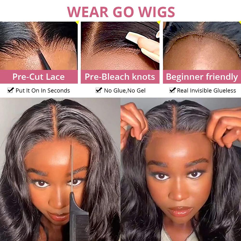 Body Wave 9x6 Glueless Wig Ready To wear Pre Cut 13x4 Lace Frontal Human Hair Wigs Pre Plucked 6x4 Transparent Wave Lace Closure Wig Brazilian Human Hair Wigs For Women 180% Density TikTokShopBlackFriday