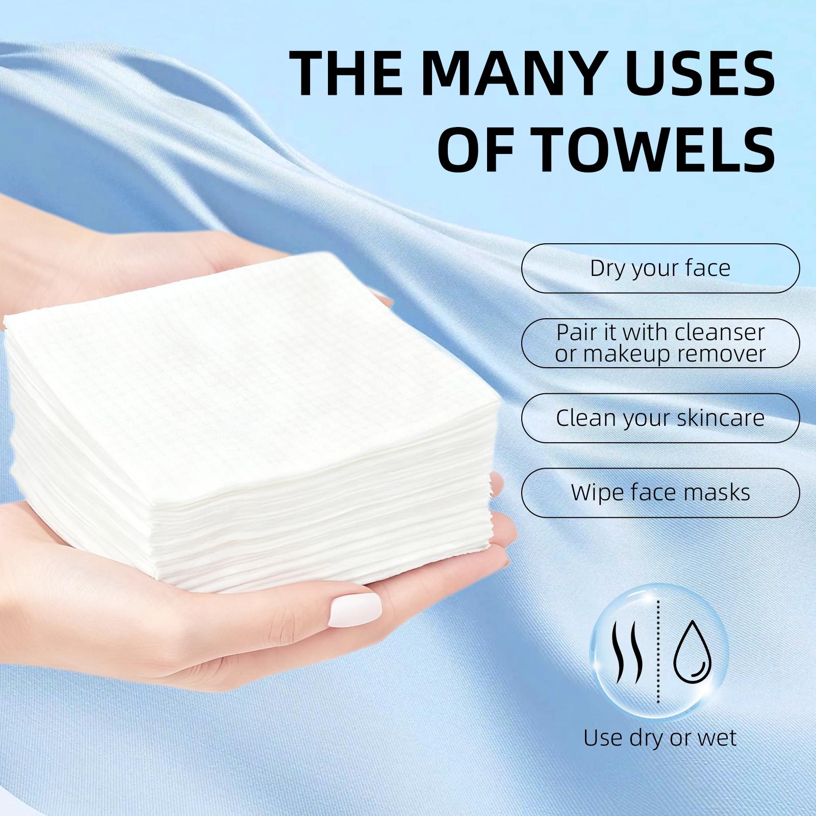 Disposable Face Towel, Single Use Towelette, 50 count/box Portable Multipurpose Wet and Dry Towel, Soft Face Towel for Home, Bathroom and Outdoor Travel, Absorbent Breathable Towel