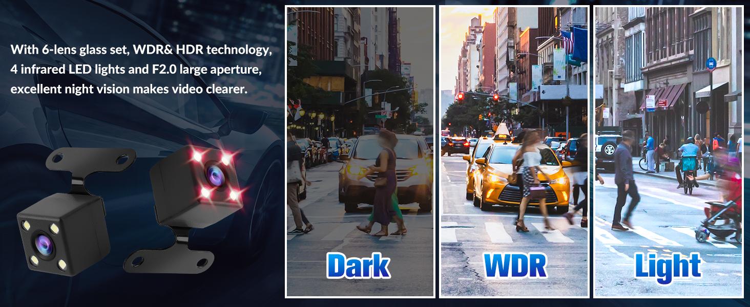 Dash Camera for Cars,4K Full UHD Car Camera Front Rear with Free 32GB SD Card,Built-in Super Night Vision,2.0'' IPS Screen,170°Wide Angle,WDR, 24H Parking Mode, Loop Recording，driving recorder，keep on driving，trafficCamera，dashCam，dash cam videos 4K