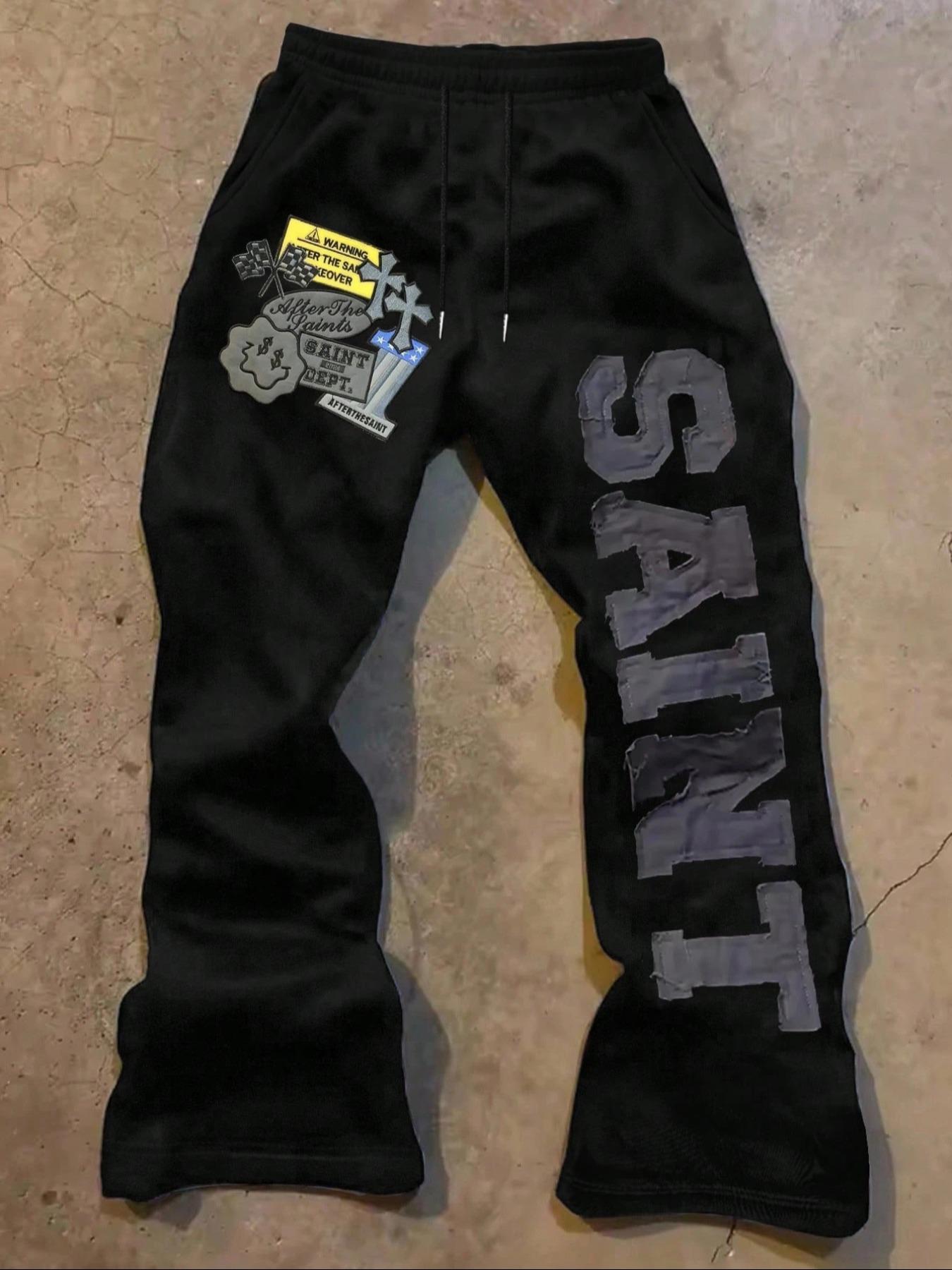 After the Saint Goth Graphic Tracksuit, with Avant-Garde Patches and Bold Text, Street Style for Fashion Enthusiasts