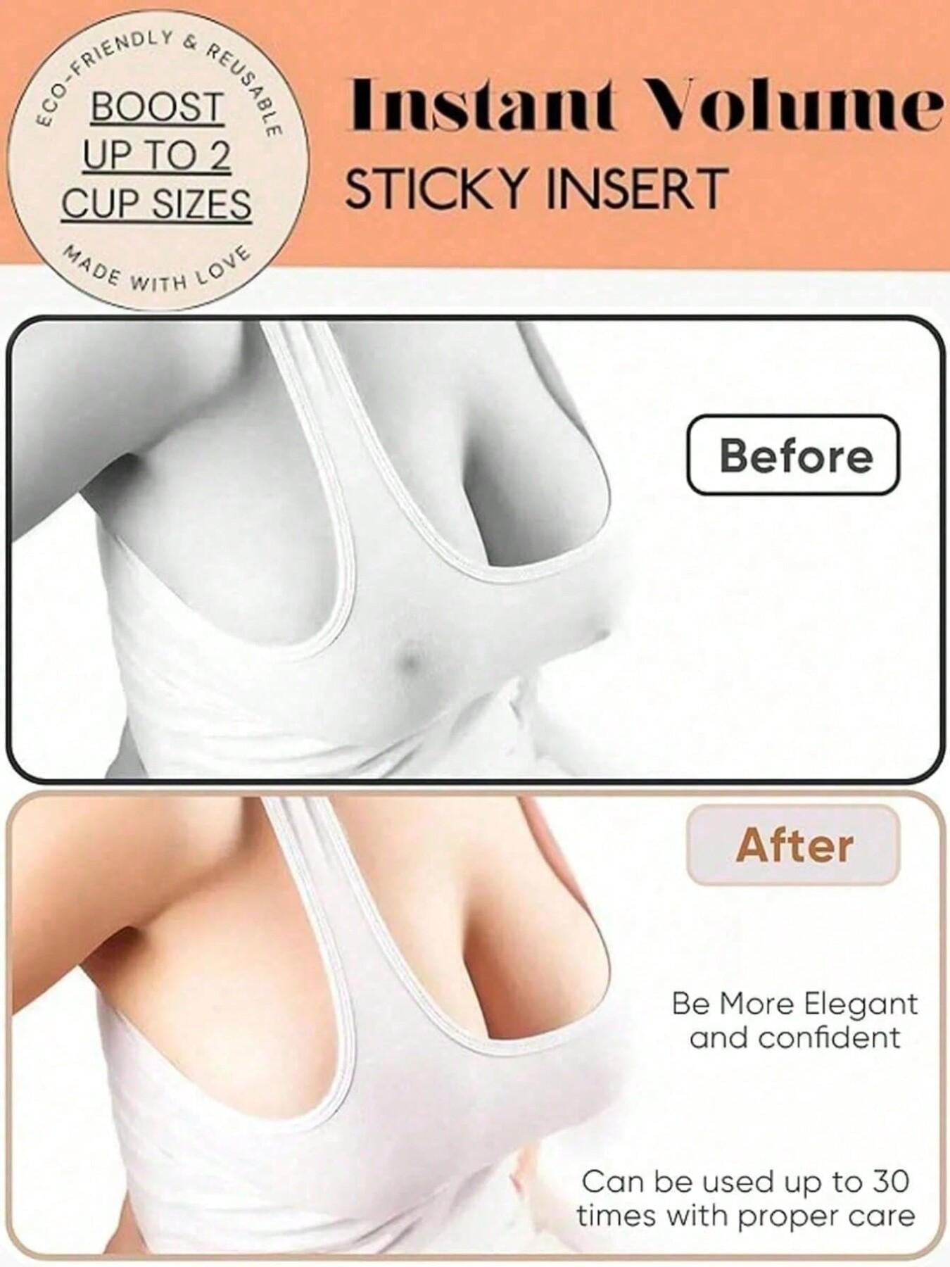 Women's triangular double-sided bra pad inserts, thick nipple covers, invisible and stay in place, double-sided adhesive nipple pads, double-sided self-adhesive, super strong stickiness, makes small breasts look bigger, gathers, prevents nipple show-throu