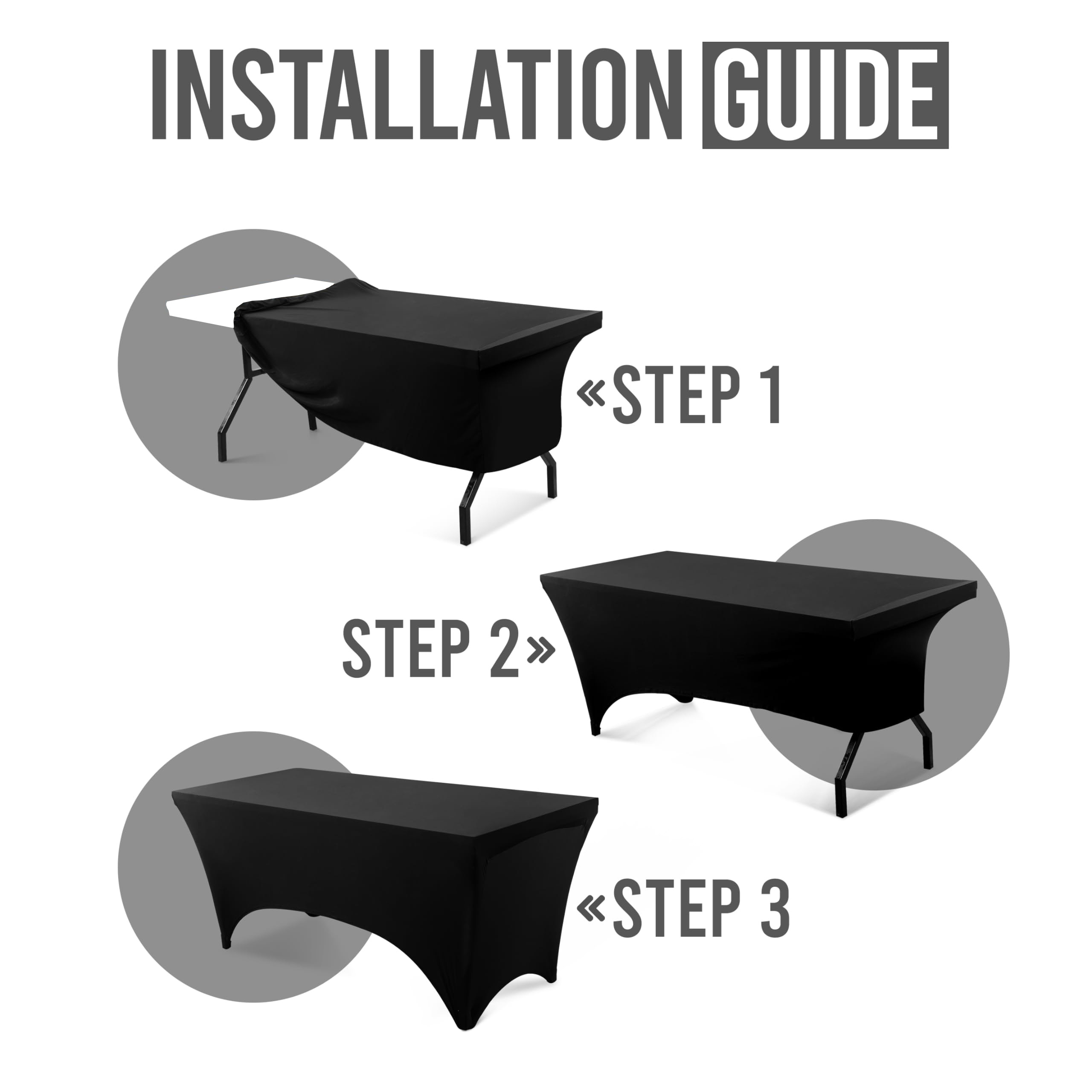 10 Packs 6FT Rectangular Spandex Table Covers, Fitted and Stretched Tablecloth, Reusable, Washable and Wrinkle-resistant For Banquet, Meeting, Wedding and Parties  Black Decor Ornaments