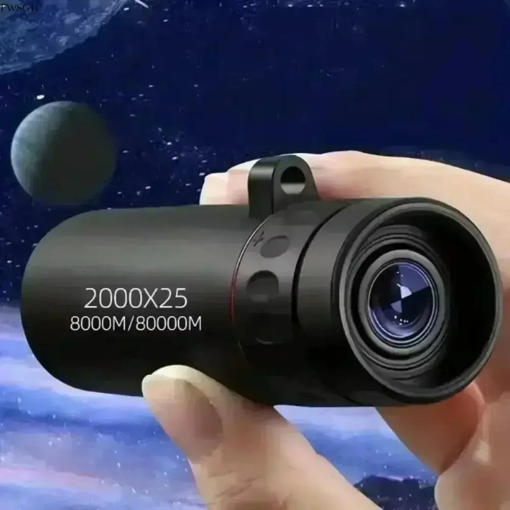 2000x25 BAK4 Prism HD Monocular Telescope, Compact Portable Scope with FMC Coating, Plastic Body & Smartphone Mount Adapter, Clear Optical Lens for Camping, Birdwatching & Outdoor Activities