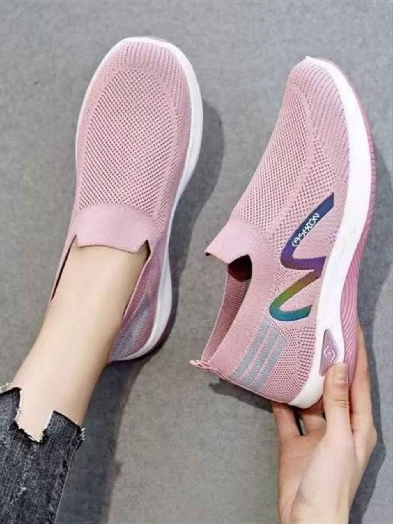 Ladies' casual sports shoes with a woven mesh upper that is breathable and comfortable. The one foot style is easy to put on and take off, suitable for daily commuting, outdoor leisure, running, fitness, hiking and other sports scenes