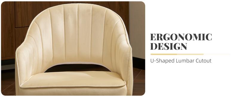 MOJAY Velvet Office Swivel Chair, Criss Cross Chair, Vanity Fabric Desk Pretty Fancy Gold Office Chairs for Girls, 360°Swivel Height Adjustable Reception Chair