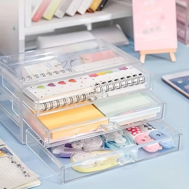 Stackable Desktop Storage Box, Large Capacity Organizer, Ideal for Pencils, Markers, Cosmetics, Small Items, Multi-Purpose Storage Solution