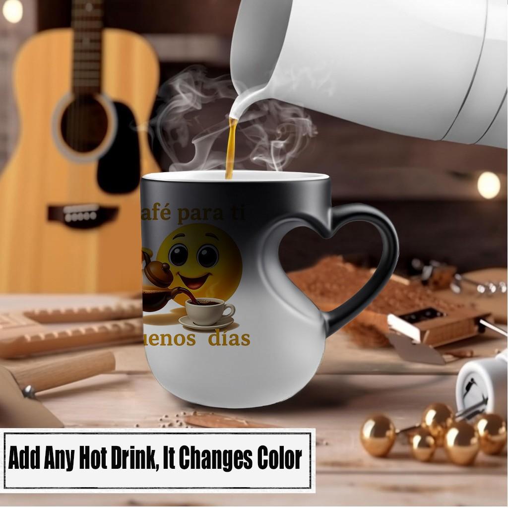 Thermosensitive Ceramic Mug, Funny Mug, Magic Color-Changing Heart-Handle Design, 11oz/330ML Capacity, Perfect Coffee Lover Gift, Ideal for Daily Use & Special Occasions, Ceramic Drinkware