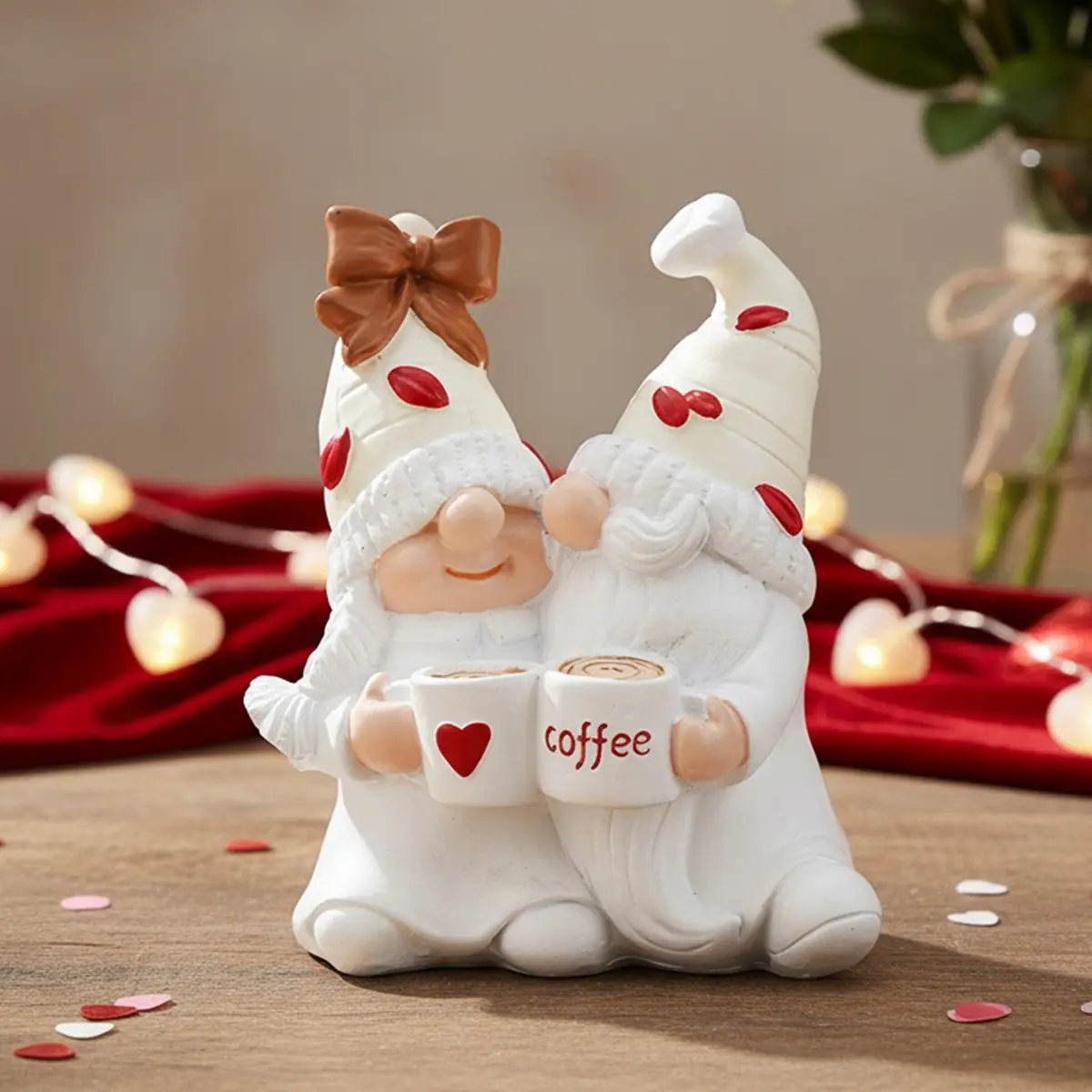 Cute Coffee Elf Statue Figurine, Valentine's Day Decor, Resin Hand-Painted Desk Decoration, Gift for Boyfriend, Party Decor, Room Ornament