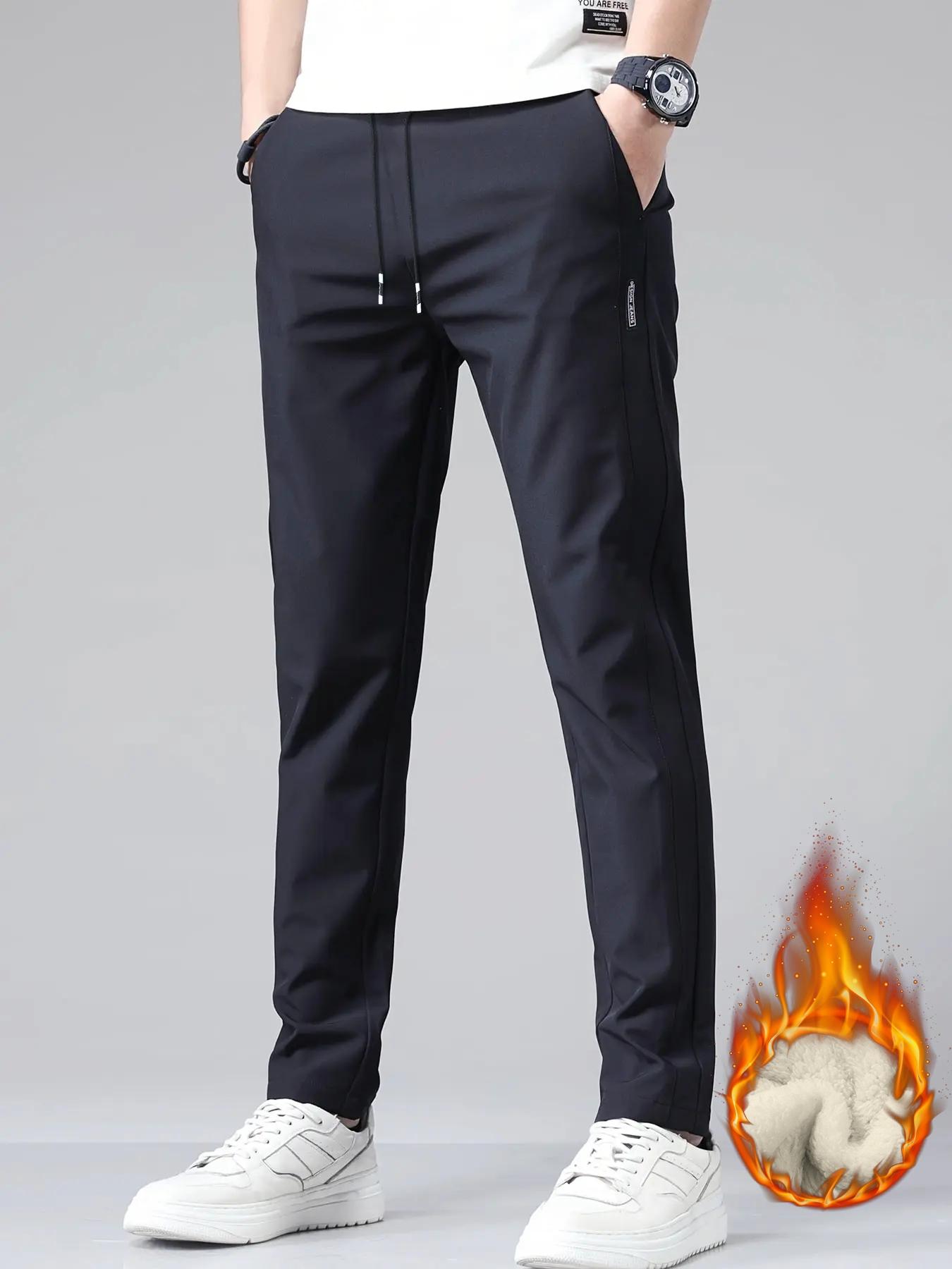 Men's Solid Color Casual Pants, Comfortable Regular Fit, Casual Stretch Waist, Daily Use Men's Trousers, Stylish and Versatile Design for Everyday Wear