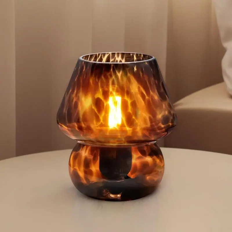 Mushroom Lamp Small Lamp Table Lamp for Bedroom, Desk Bedside Lamps for Living Room,Mushroom Decor Cute Mini Modern Mid Century Lamps for Night Stands,Aesthetic Home Decor (Flame Black)