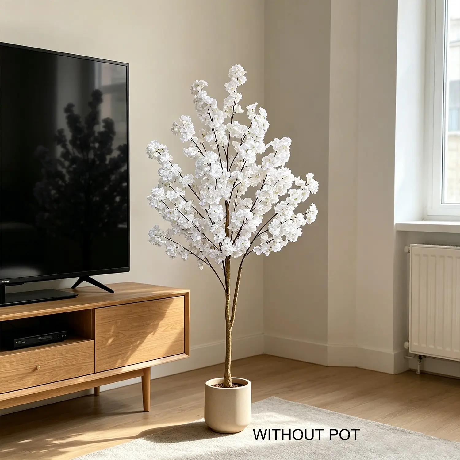 120-180cm Artificial Cherry Blossom Tree, Faux Cherry Blossoms, Realistic Leaves, Indoor Outdoor Decor, Garden Plant Stand, Valentine Christmas Thanksgiving, Artificial Flower Tree, Decorative Fake Tree