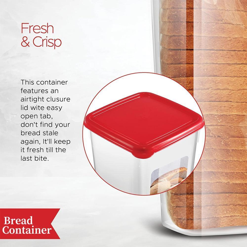 FAXHION 1/2 Pack Plastic Bread Box - Flip-Top Rectangular Storage Container with Reliable Leak-Proof Seal, Maintains Freshness for Kitchen Food Preservation, Upgraded Lock Design