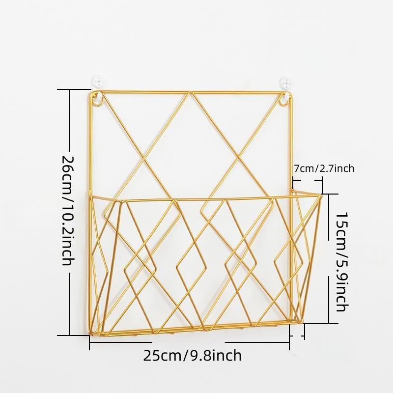 Modern Metal Newspaper Magazine Rack, Nordic Style Iron Organizer for Home Office, Wall-Mounted Without Drilling, Fashionable Design