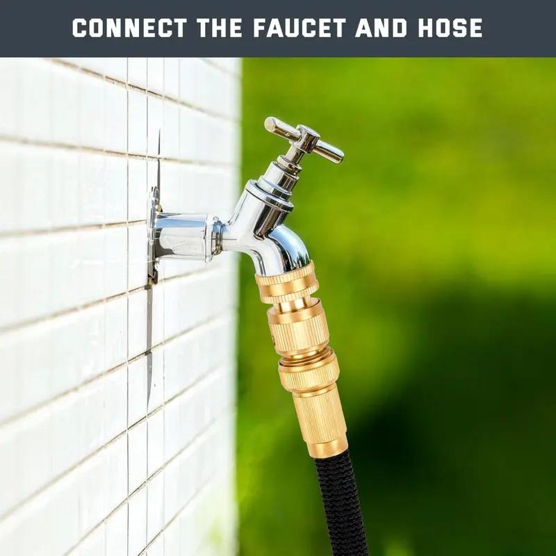 Garden Hose Quick Connector, 1 Set Solid Brass 3/4 Inch GHT Thread Fitting, No-Leak Water Hose Female & Male Adapter, Garden Hose Quick Connect Fittings, Garden Hose Connectors, Summer Gardening Tool Accessories