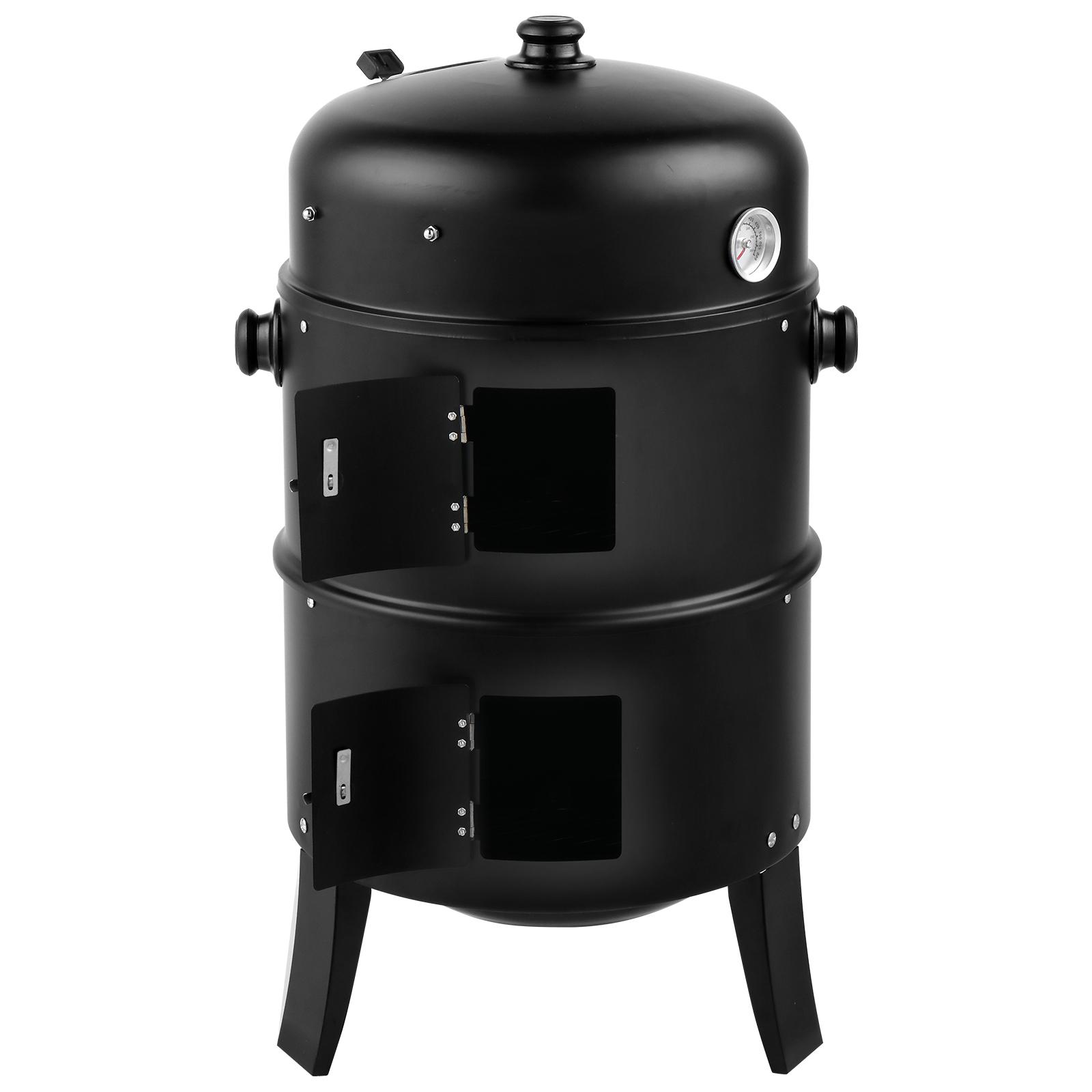Smoker Carbon Grill, Portable Charcoal BBQ Barrel Grill with Thermometer, Iron Spray Adjustable Vent, for Camping, Backyard, Beach Parties