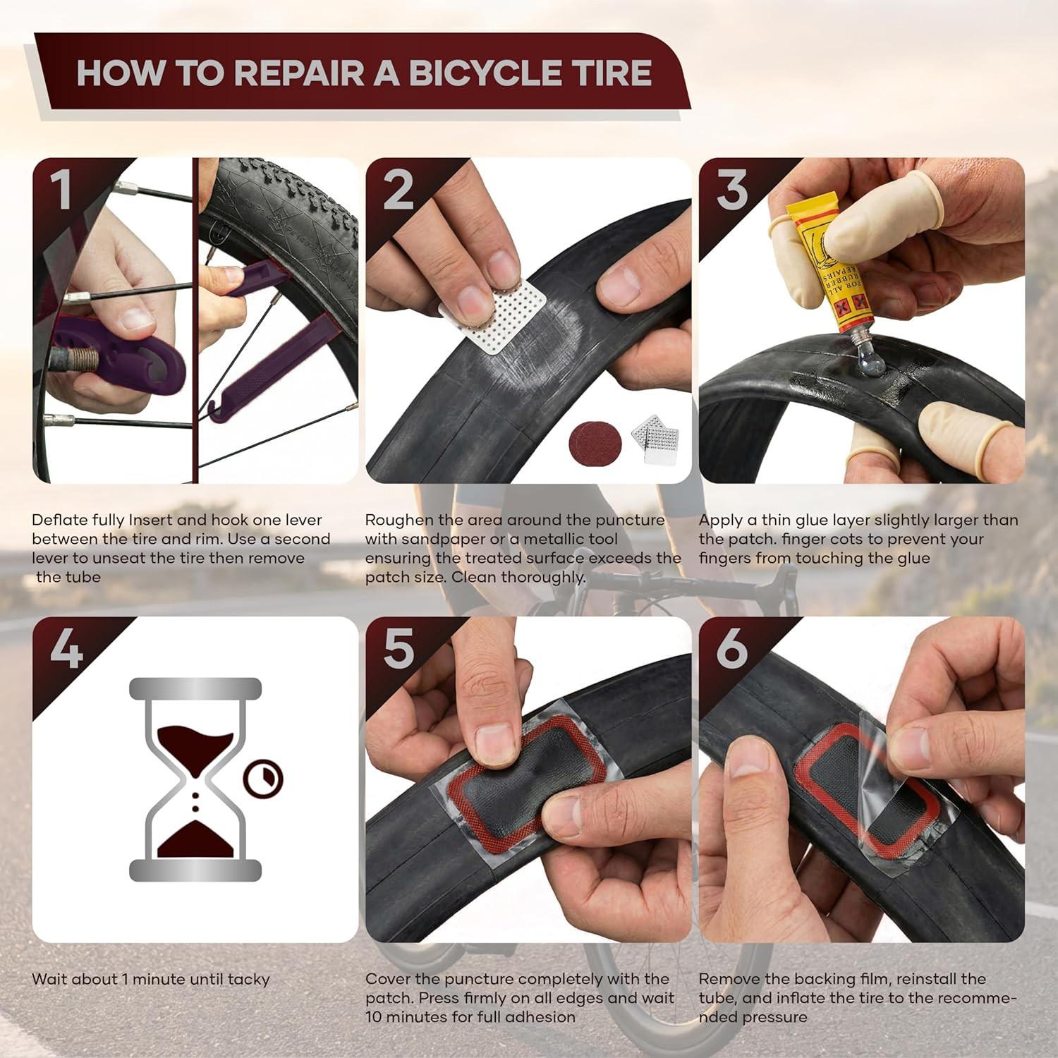 55-Piece Bike Tube Patch Repair Kit with Levers and Glue, Essential Tire Repair Set for Mountain and Road Bikes, Bicycle Maintenance Accessories, Bicycle Parts, Cycling Gear