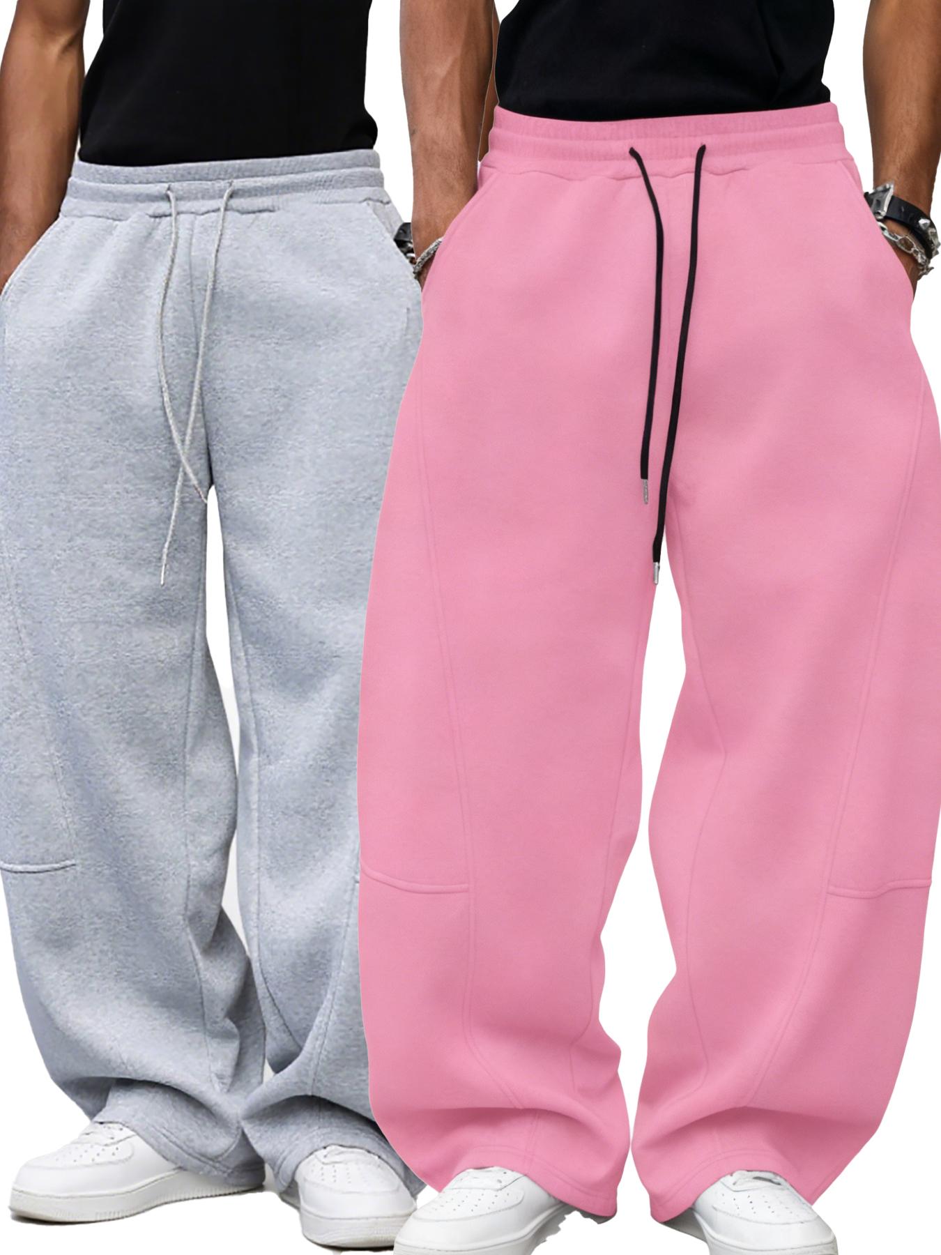 Men's Baggy Sweatpants, Loose Fit Casual Drawstring Elastic Waist, Wide Leg Joggers Trousers with Pockets, Comfortable Daily Wear, Sports Bottoms
