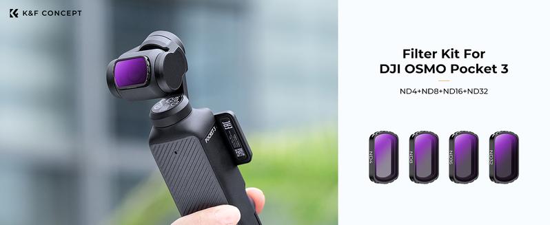 【K&F CONCEPT】Magnetic ND Filter Kit for DJI Osmo Pocket 3 Creator Combo -4-Pack (ND4+ND8+ND16+ND32), Optical Glass/HD/Multi-Coated Filters