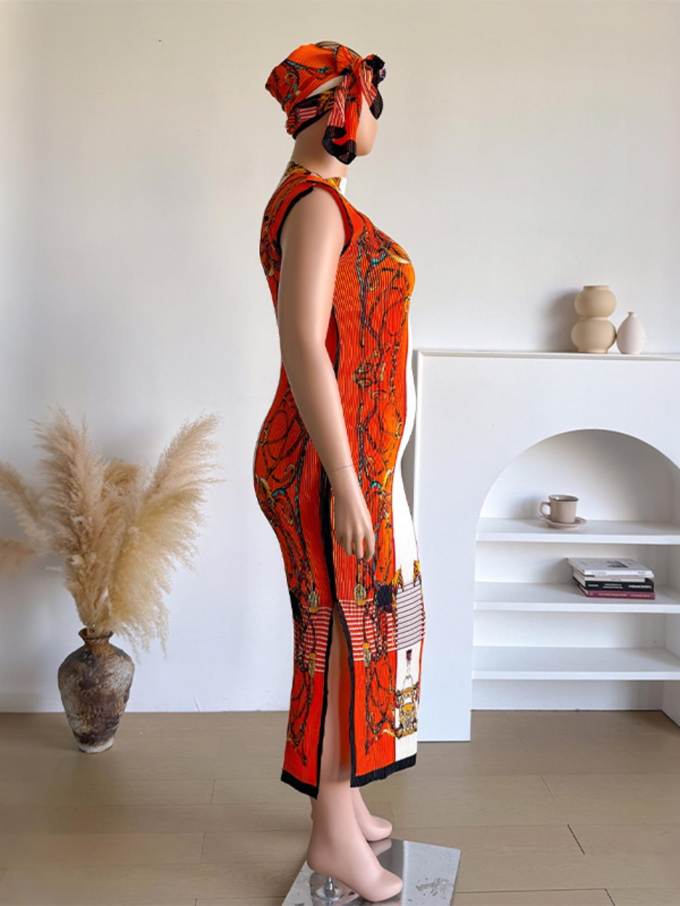 Women's Elegant Animal Print Long Dress Set, Slim-Fitting Moo Moo Skirt & Scarf, Beach Sun Protection Shawl, All Seasons Fashion