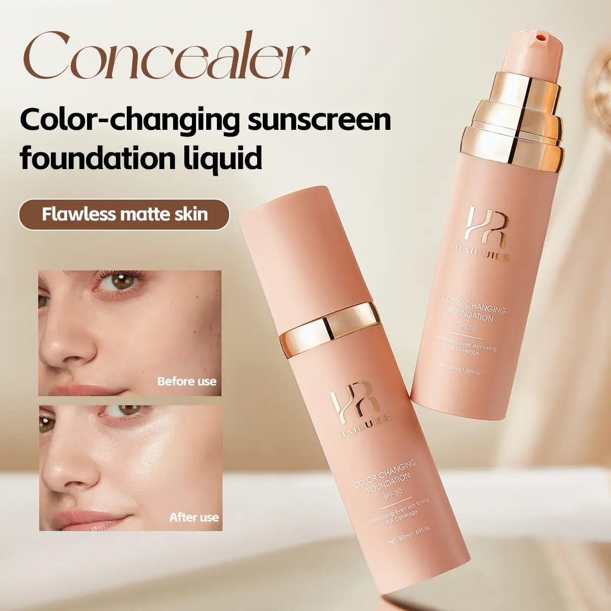 Multifunctional Color Changing, Moisturizing Makeup Foundation, Full Coverage, Creamy Texture, Even Skin Tone, Suitable for All Skins, Concealer Foundation Hybrid