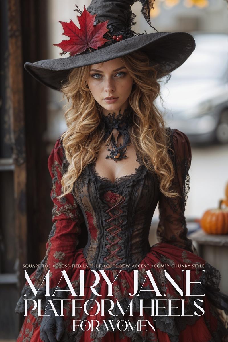 CYNLLIO Womens Mary Jane High Heels Square Toe Cross Tied Lace Up Bow Slip On Comfy Platform Chunky Heeled Dress Outing Wedding Party Casual Cosplay Spring Pump Shoes Valentine Gifts