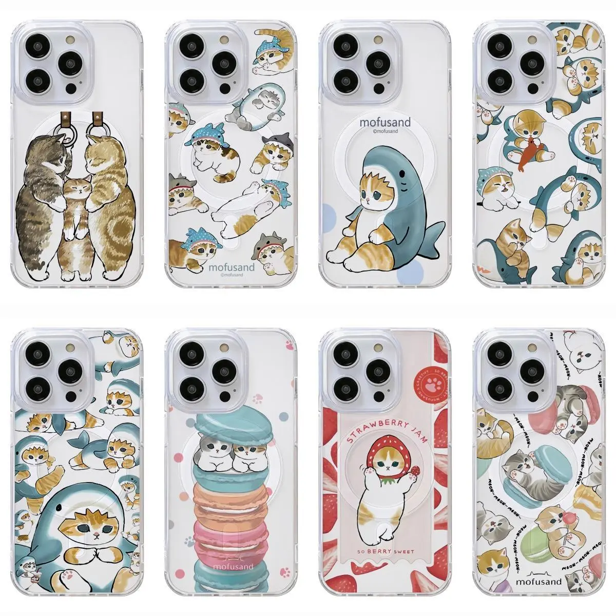 Hot Cute M-Mofusand Cat Magsafe Magnetic Phone Case for iPhone 17 Promax 17E 16 Plus 15 14 13 12 11 Pro 17Air & Samsung Galaxy S26 Ultra S25 S24 S23 S22 Plus FE Anti-fall Transparent TPU Shockproof Protective Cover