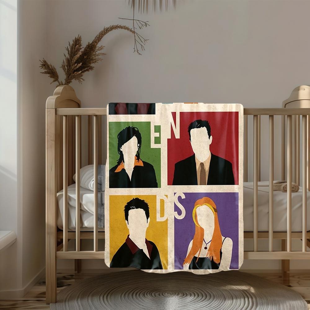 1pc Artistic Multi-Colored Block Group Silhouette Flannel Blanket, Ultra Soft Breathable Anti-Pilling Throw, Warm Cozy Fleece for Bed, Couch, Dorm, Movie Night, Outdoor, Car, Adult Men Women Gi