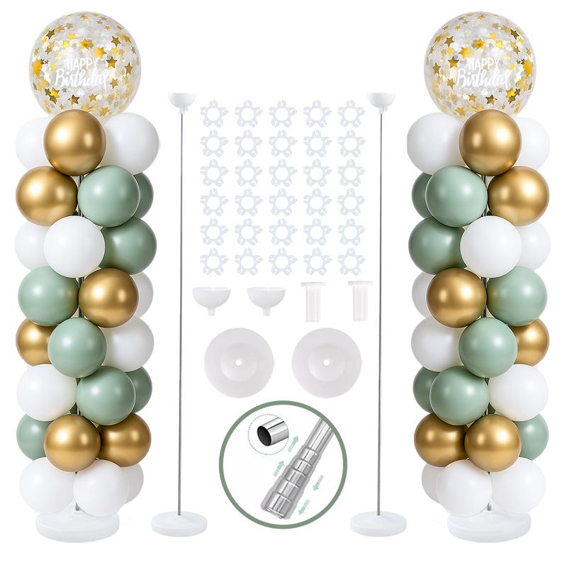 Balloon Column Stand Set of 2, Adjustable 7 Feet Ballon Arch Stands with Reusable Metal Telescopic Design for Birthday, Wedding, Baby Shower, Halloween, Graduation Party Decoration