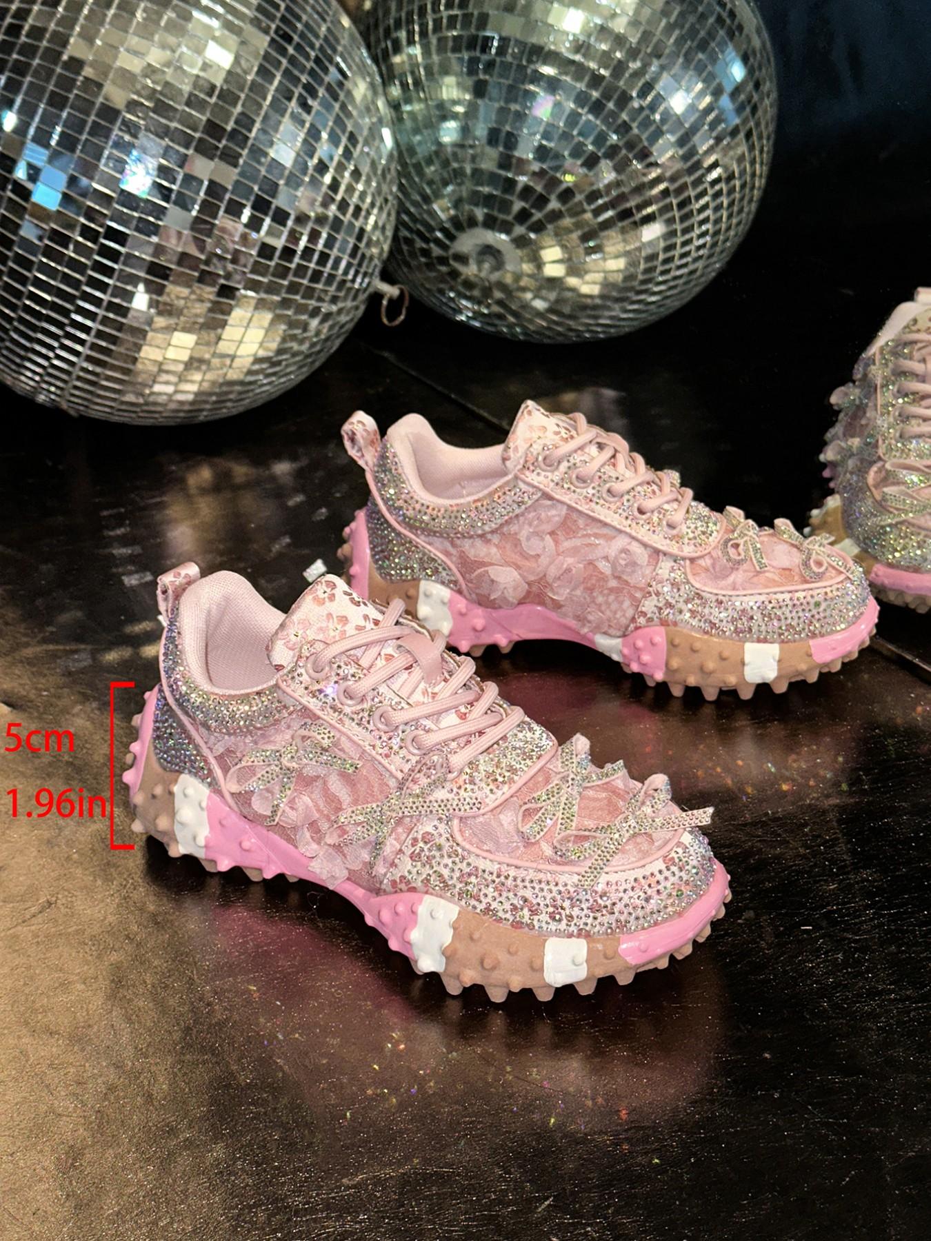 Women's Thick Sole Height Increasing Dad Shoes, Handmade Embellished Fashion Luxury Casual Women's Shoes, Unique Design Comfortable Sneakers