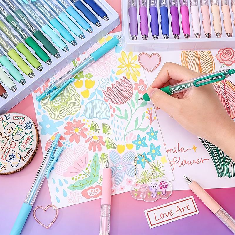 Languo 90 Colors Retractable Gel Pens, Large Capacity Acrylic Marker Set, Ideal for Holiday Themed Painting & Festival Art Creation