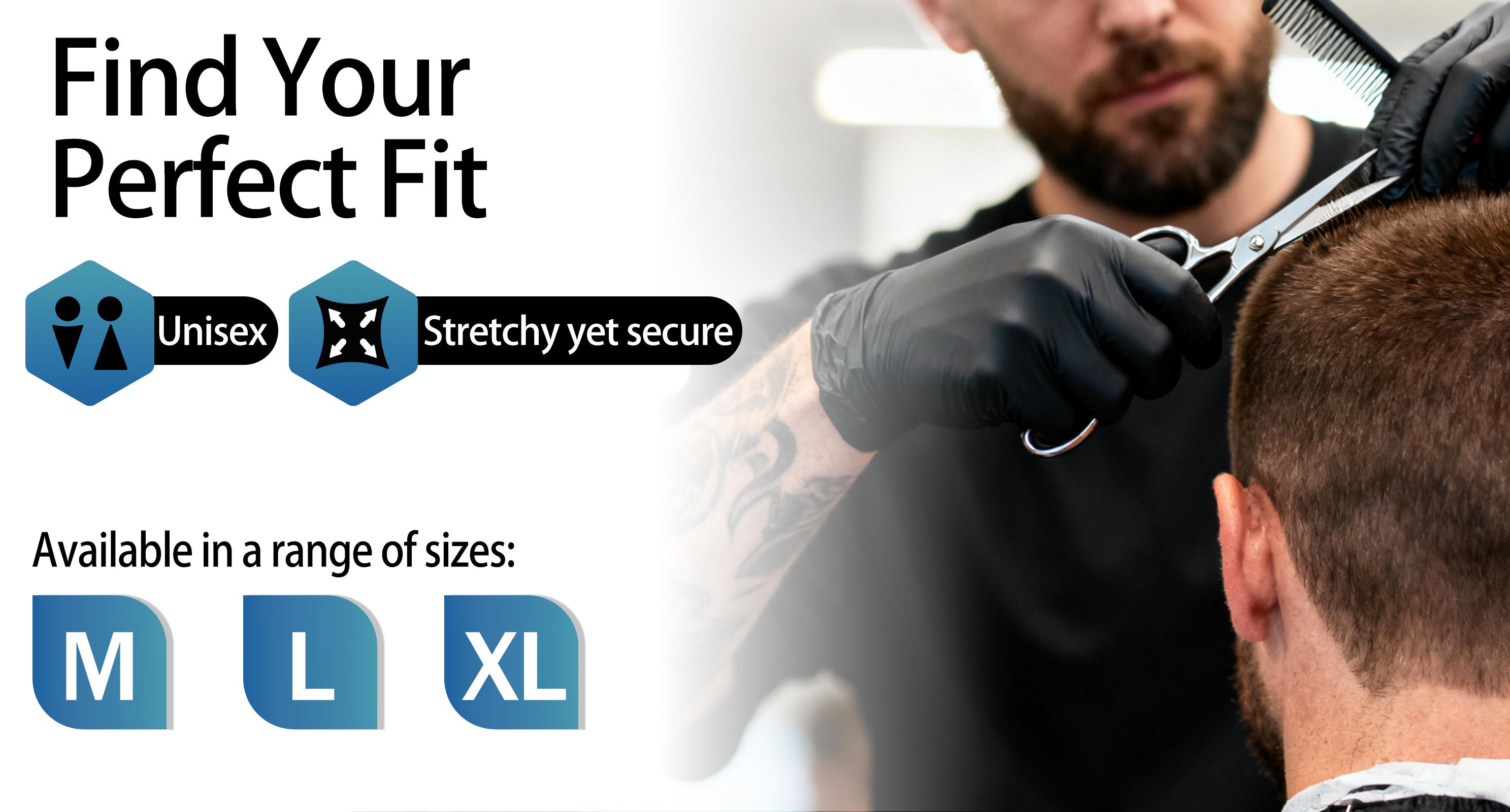 Black Nitrile Gloves, 5mil Heavy Duty Soft Disposable Gloves, 100 Count Latex Free Powder Free Reusable Gloves for Cleaning, Auto Repair, Food Processing, Tattoo, Hair Dye, Kitchen, Salon, Gardening (M-XL Sizes)