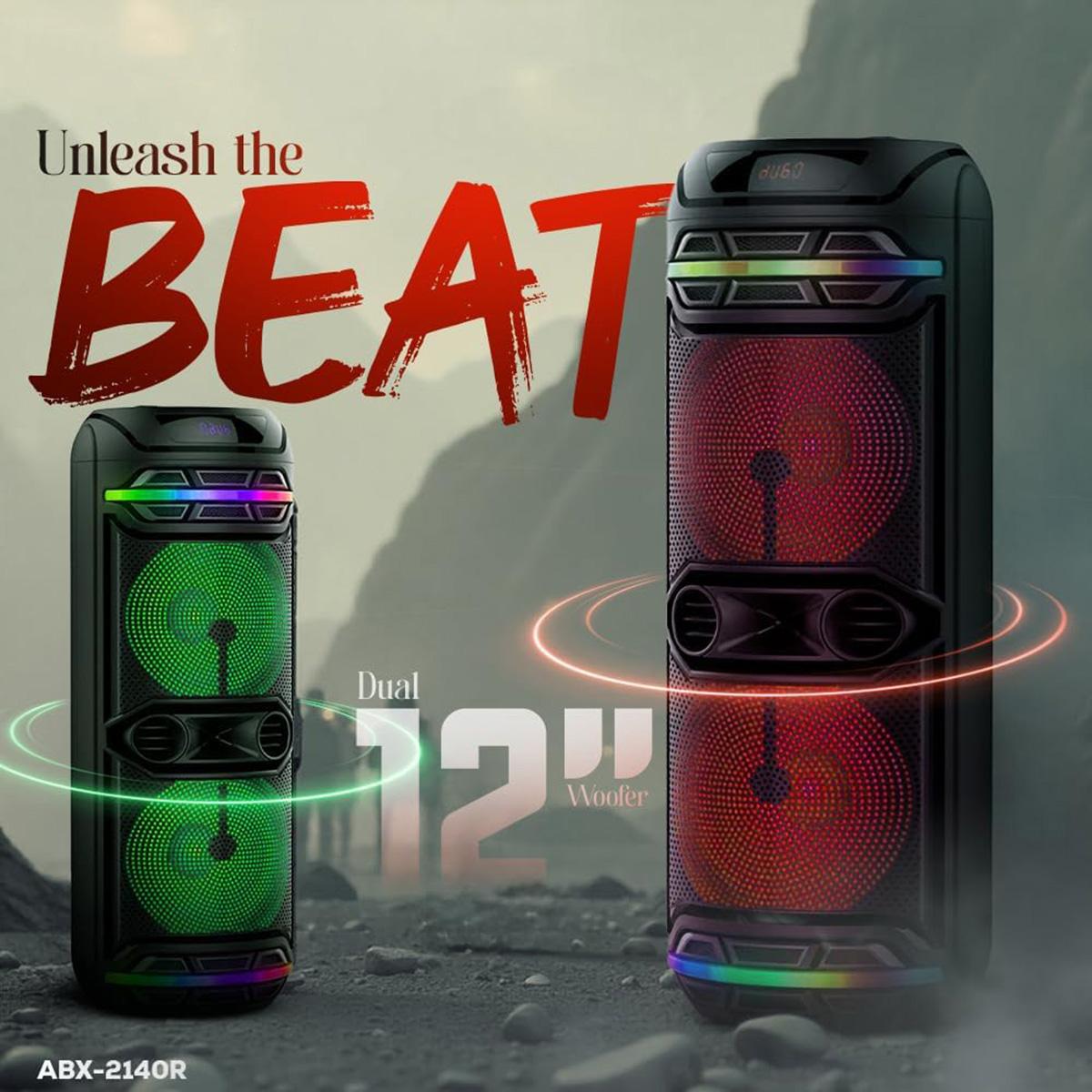 Powerful Bluetooth Party Speaker Dual 12" Woofer Portable Rechargeable Stereo Wireless Speaker With LED Lights FM Radio Wireless Microphone Karaoke Machine Audio