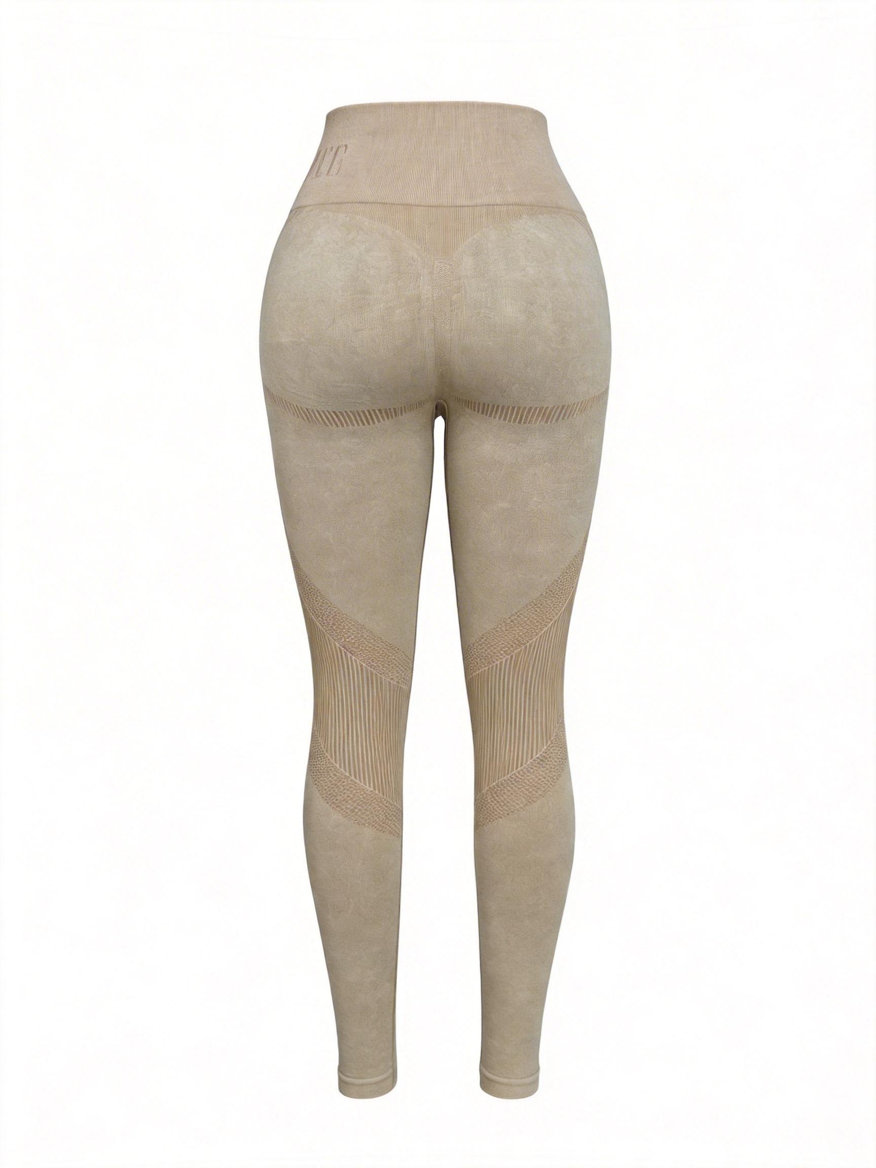 Women's Solid Sports Leggings, Gym Tights Clothes, Breathable Comfortable Seamless Yoga Leggings, Shaping Leggings, Ladies Sportswear for Gym Workout Running, Gym Sportswear Bottoms