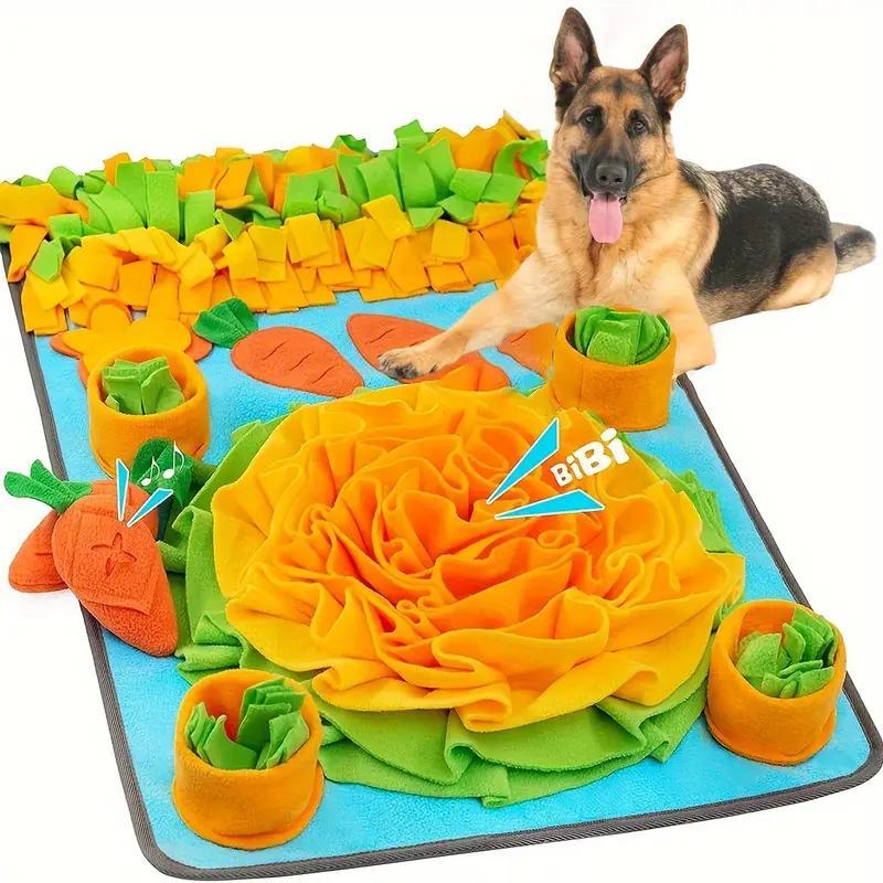 Interactive Dog Sniffing Mat, Dura Poly Fiber Feeding Blanket, Slow Feeder & Search Skills Toy, Scented Food & Hidden Treats, All Breeds