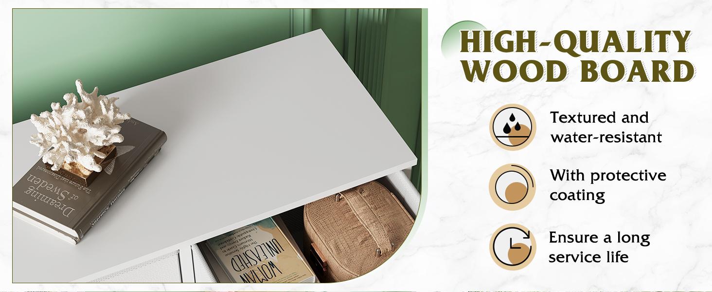 9-Drawer Dresser Organizer with Fabric Bins, Sturdy Steel Frame & Wood Top - Space-Saving Storage Tower for Bedroom, Closet, Hallway, Nursery - Easy Pull Handles, Modern White Design, Perfect for Home Organization