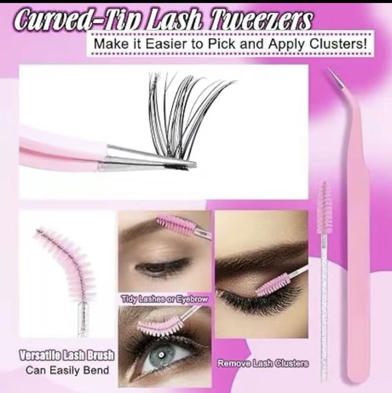 DlY Eyelash Extension Kit Summer Style 320 Pcs 40D Curl Clusters Individual False Eyelashes, Mixed 9-1ómm, with LashBond & Seal, Eyelash Tweezers, Eyelash Remover, Eye Makeup Enhancement Products, DlY Lash Extensions at Home, Mother's Day Gift Cosmetic