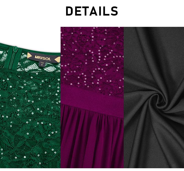 MIUSOL 23220 Women's Elegant Sequin Lace Butterfly Sleeve Formal Evening Wedding Bridesmaid Maxi Dress