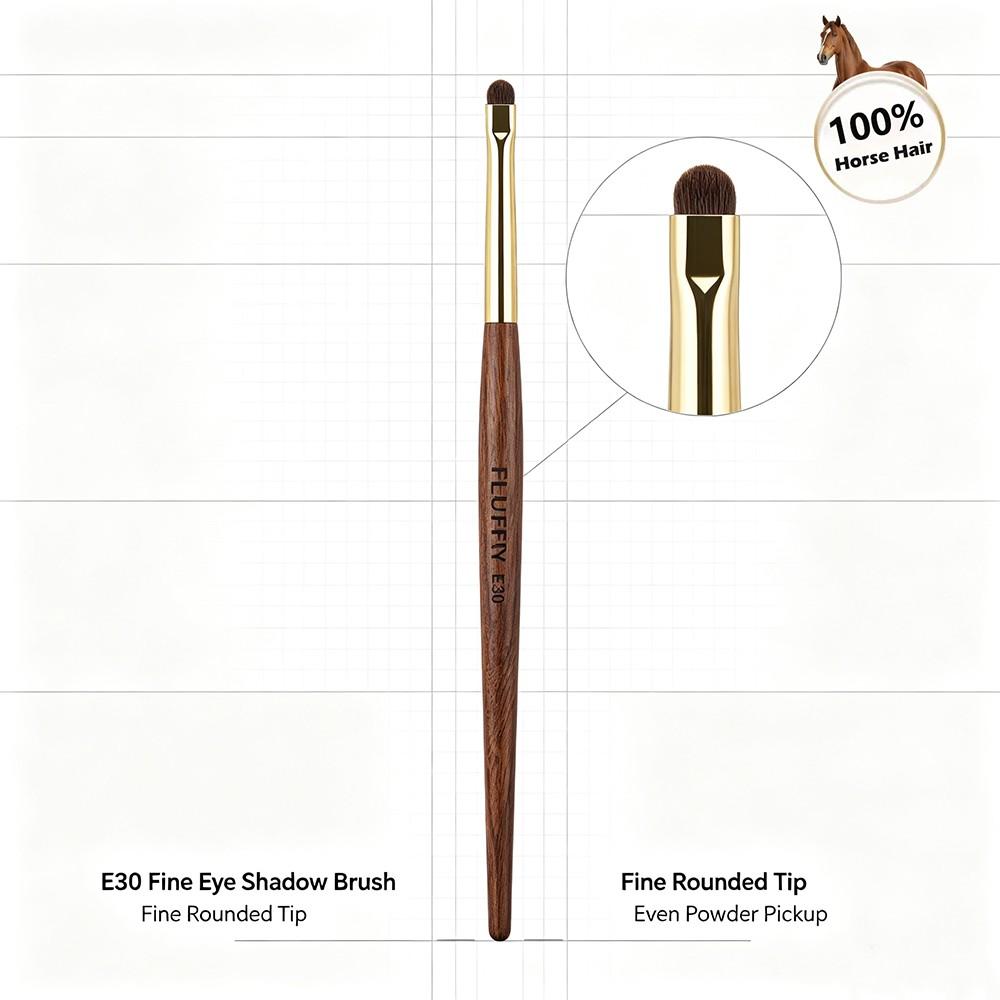 E30 Horse Hair Fine Eye Shadow Brush, Small Eyeshadow Eyeliner Brush, Handmade Rosewood Copper Pipe, Makeup Brush for Eye Puffiness Details, Cosmetic Brushes